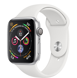 Apple Watch Series 4 40mm GPS Aluminiumgehäuse silber mit Sportarmband weiß